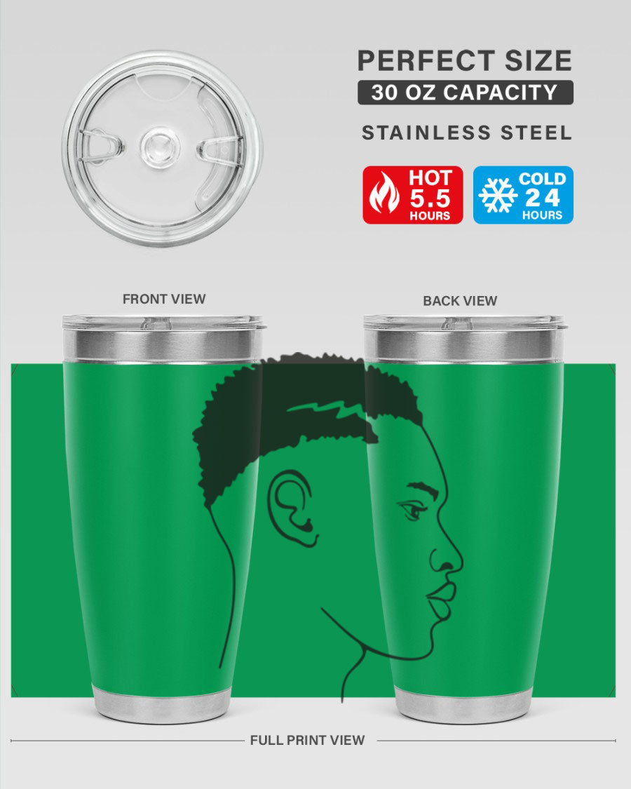 Beardman 49# black tumbler showcasing double wall vacuum stainless steel design, perfect for hot and cold beverages.