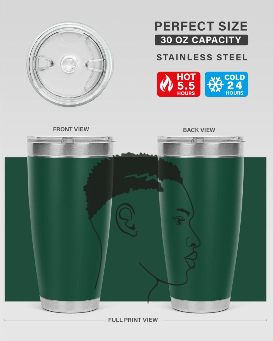 Beardman 49# black tumbler showcasing double wall vacuum stainless steel design, perfect for hot and cold beverages.