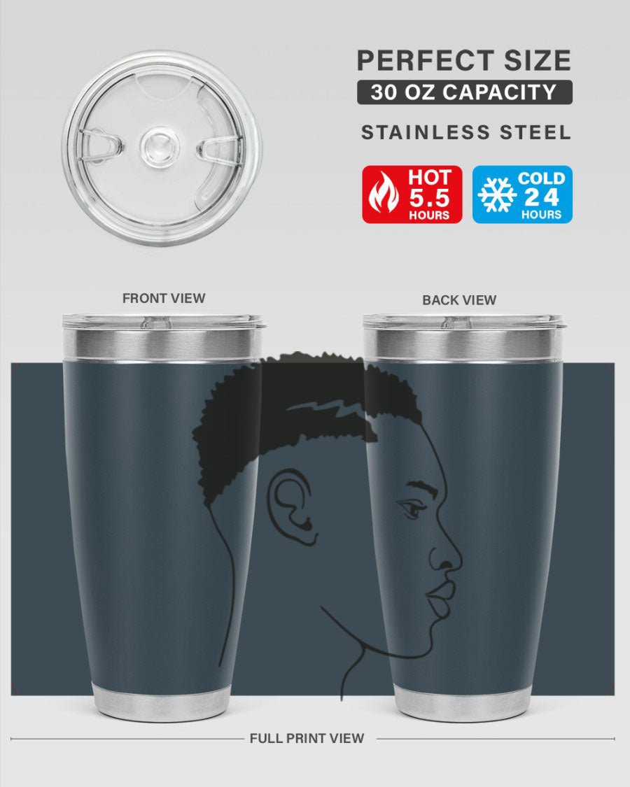 Beardman 49# black tumbler showcasing double wall vacuum stainless steel design, perfect for hot and cold beverages.