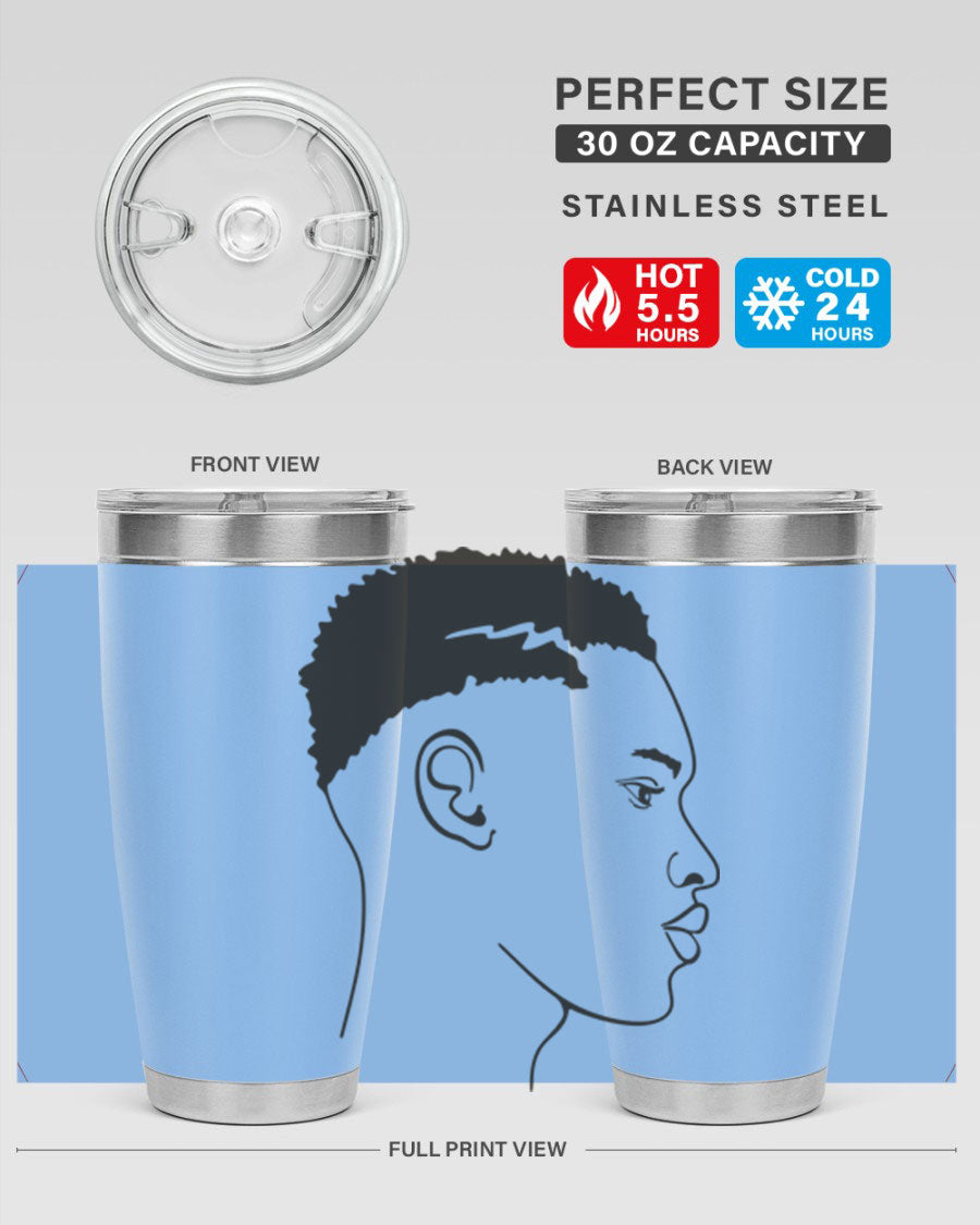 Beardman 49# black tumbler showcasing double wall vacuum stainless steel design, perfect for hot and cold beverages.