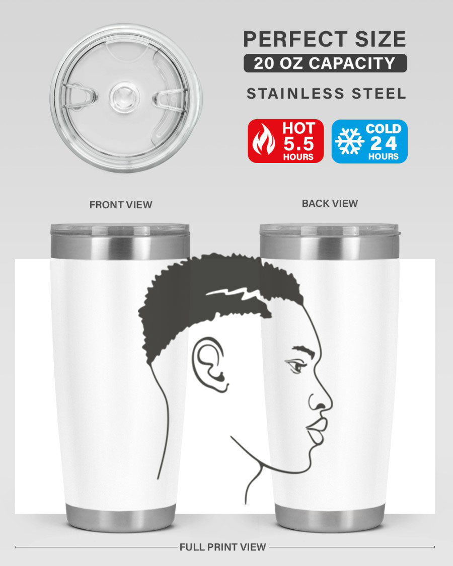 Beardman 49# black tumbler showcasing double wall vacuum stainless steel design, perfect for hot and cold beverages.