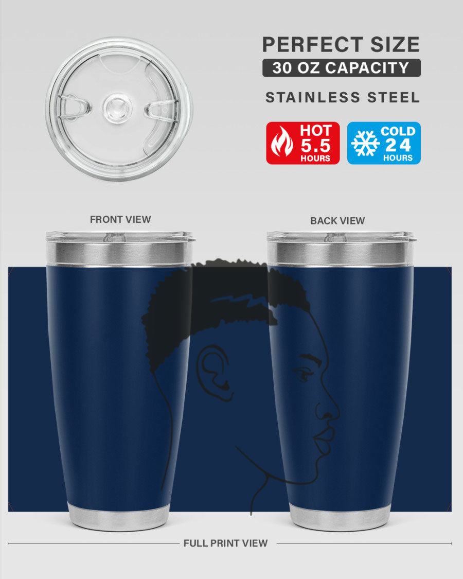 Beardman 49# black tumbler showcasing double wall vacuum stainless steel design, perfect for hot and cold beverages.