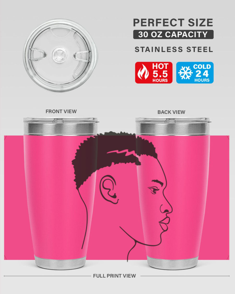 Beardman 49# black tumbler showcasing double wall vacuum stainless steel design, perfect for hot and cold beverages.