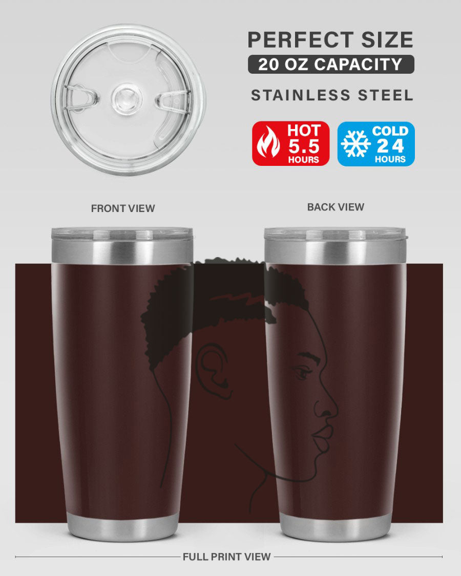 Beardman 49# black tumbler showcasing double wall vacuum stainless steel design, perfect for hot and cold beverages.