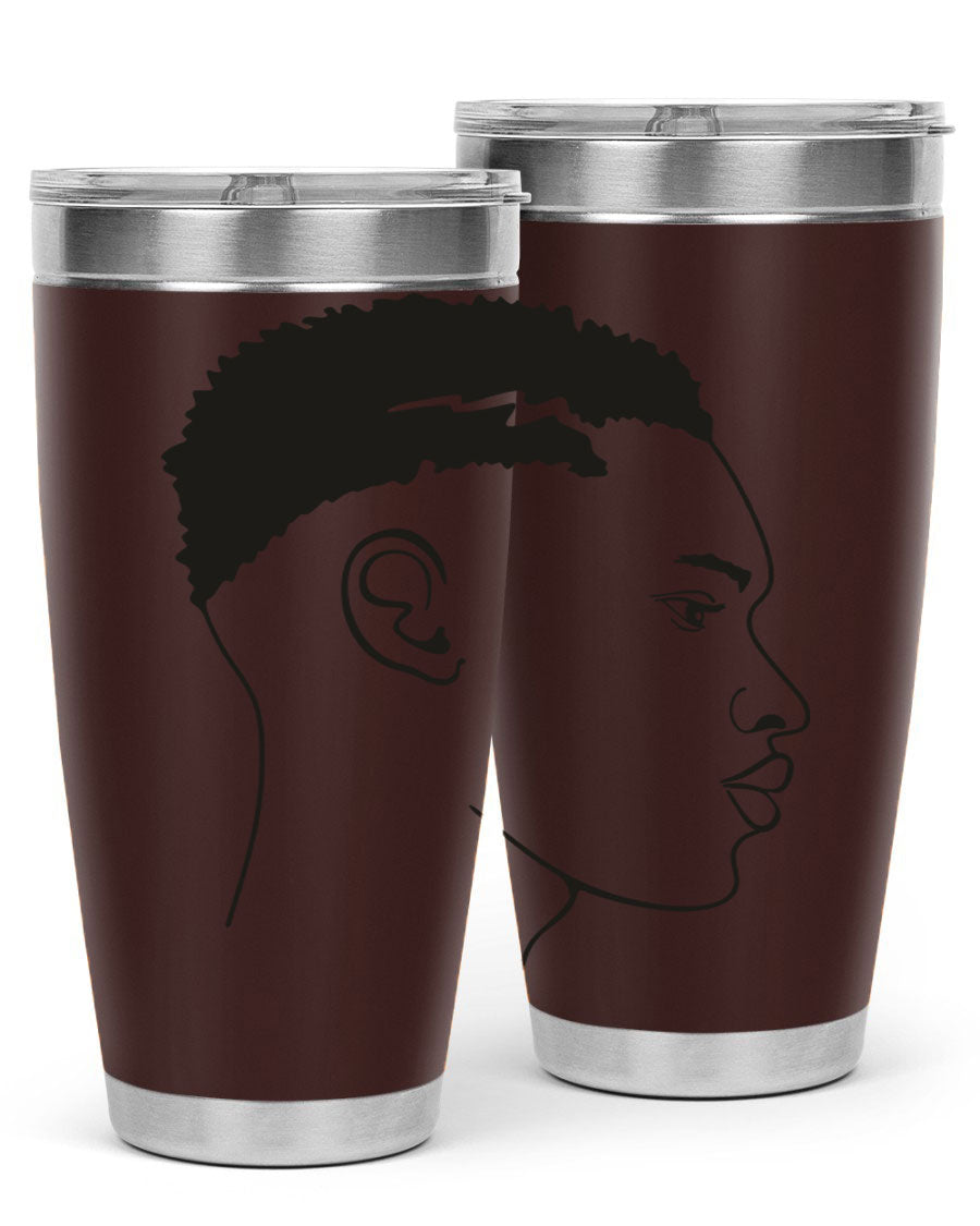 Beardman 49# black tumbler showcasing double wall vacuum stainless steel design, perfect for hot and cold beverages.