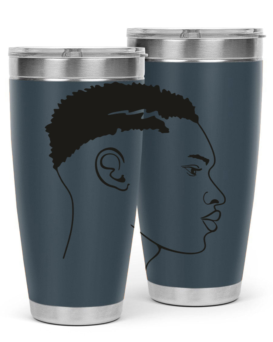 Beardman 49# black tumbler showcasing double wall vacuum stainless steel design, perfect for hot and cold beverages.