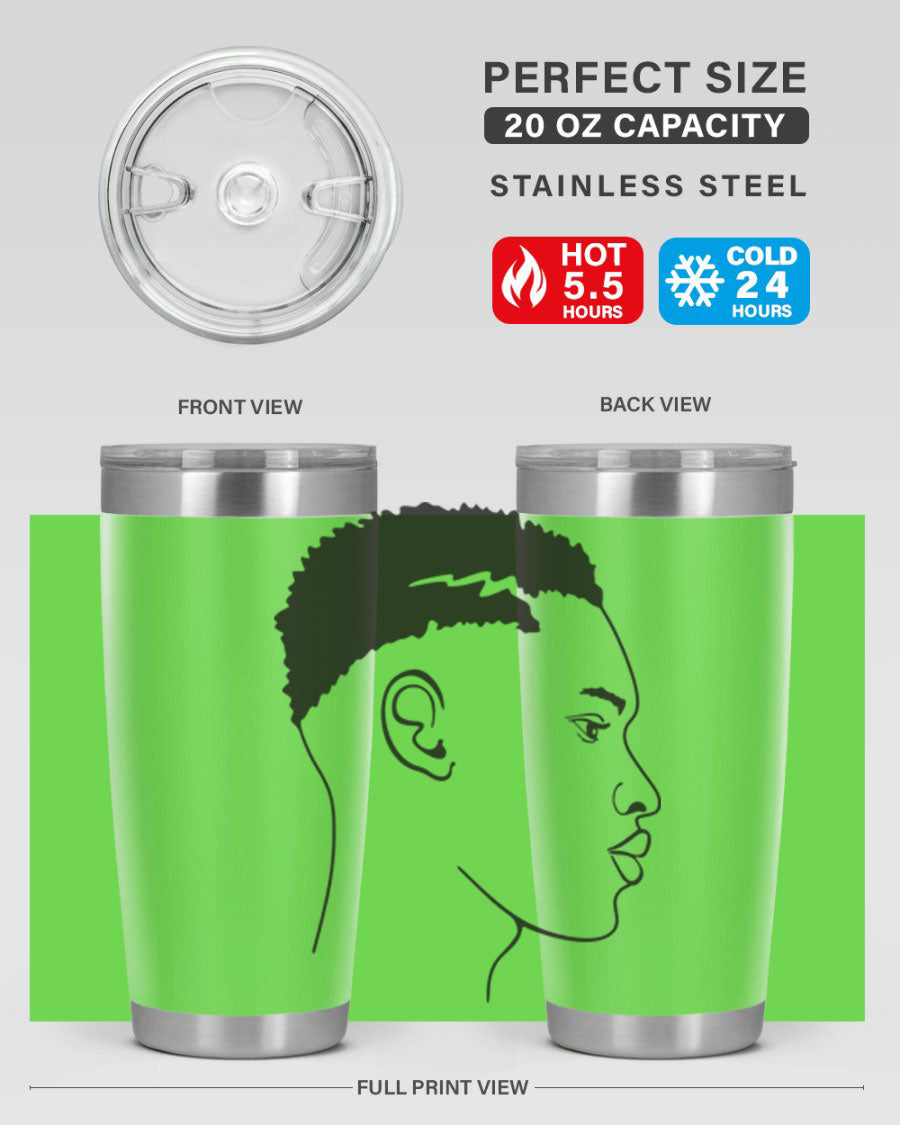 Beardman 49# black tumbler showcasing double wall vacuum stainless steel design, perfect for hot and cold beverages.