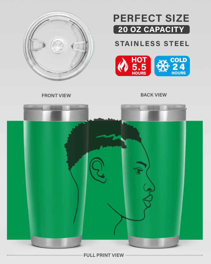 Beardman 49# black tumbler showcasing double wall vacuum stainless steel design, perfect for hot and cold beverages.