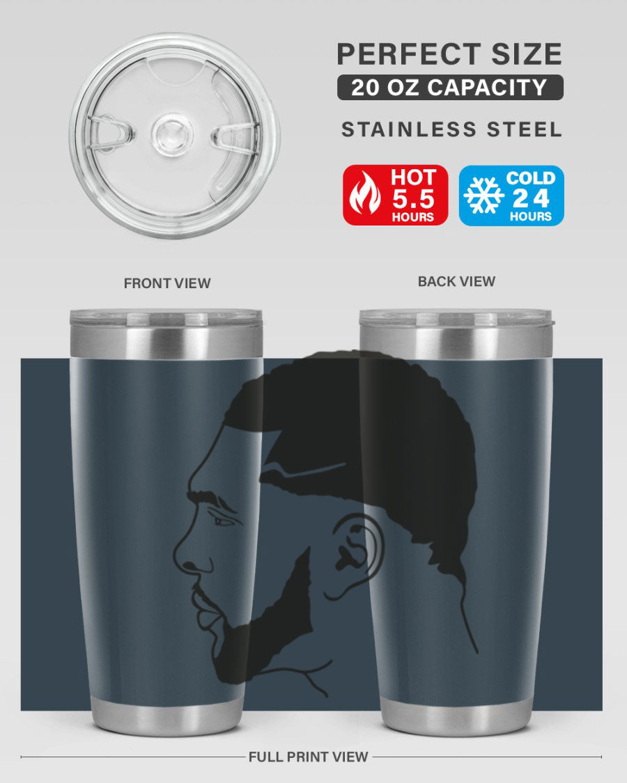 Beardman 55# black tumbler featuring double wall vacuum stainless steel design, perfect for hot and cold beverages.