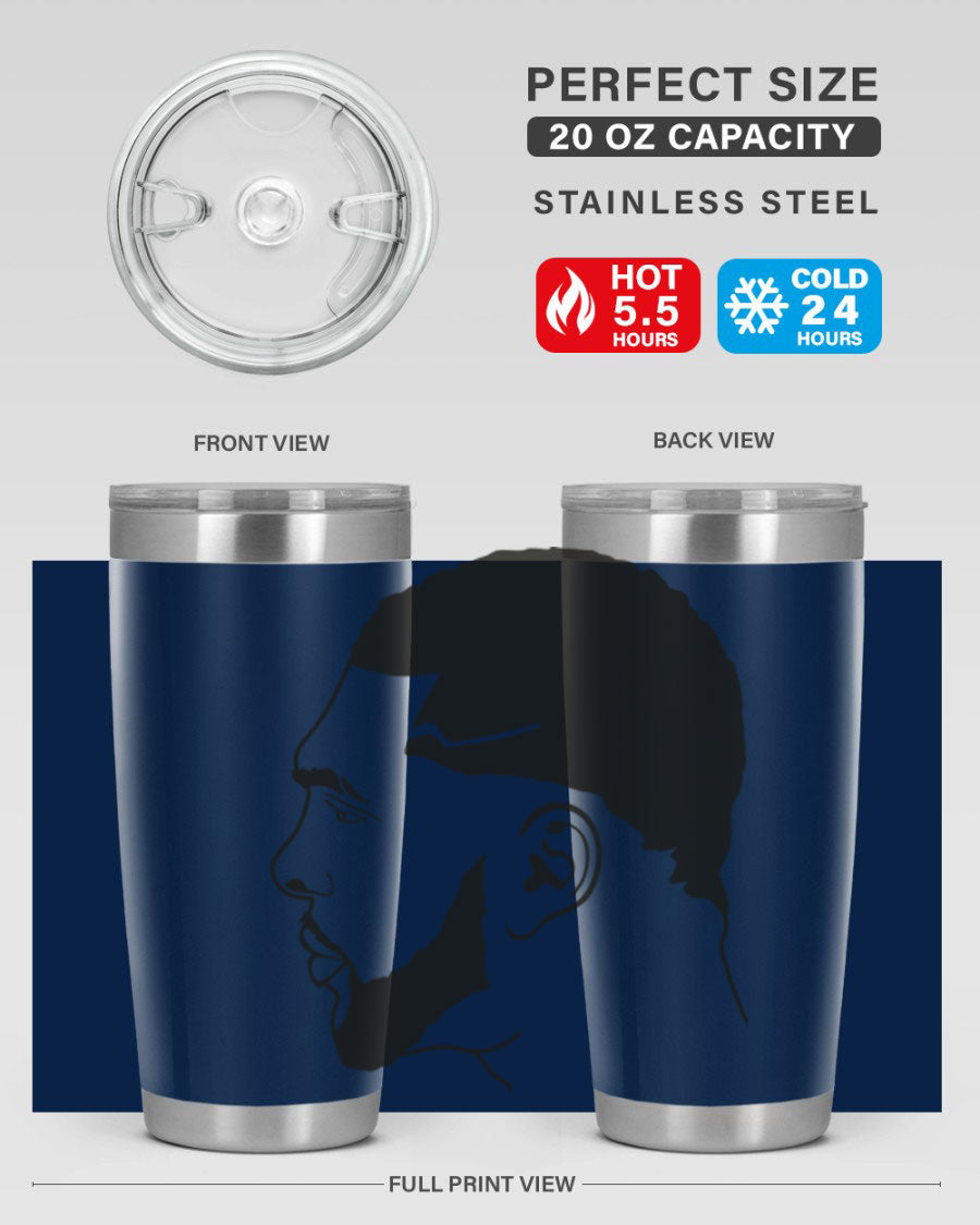 Beardman 55# black tumbler featuring double wall vacuum stainless steel design, perfect for hot and cold beverages.
