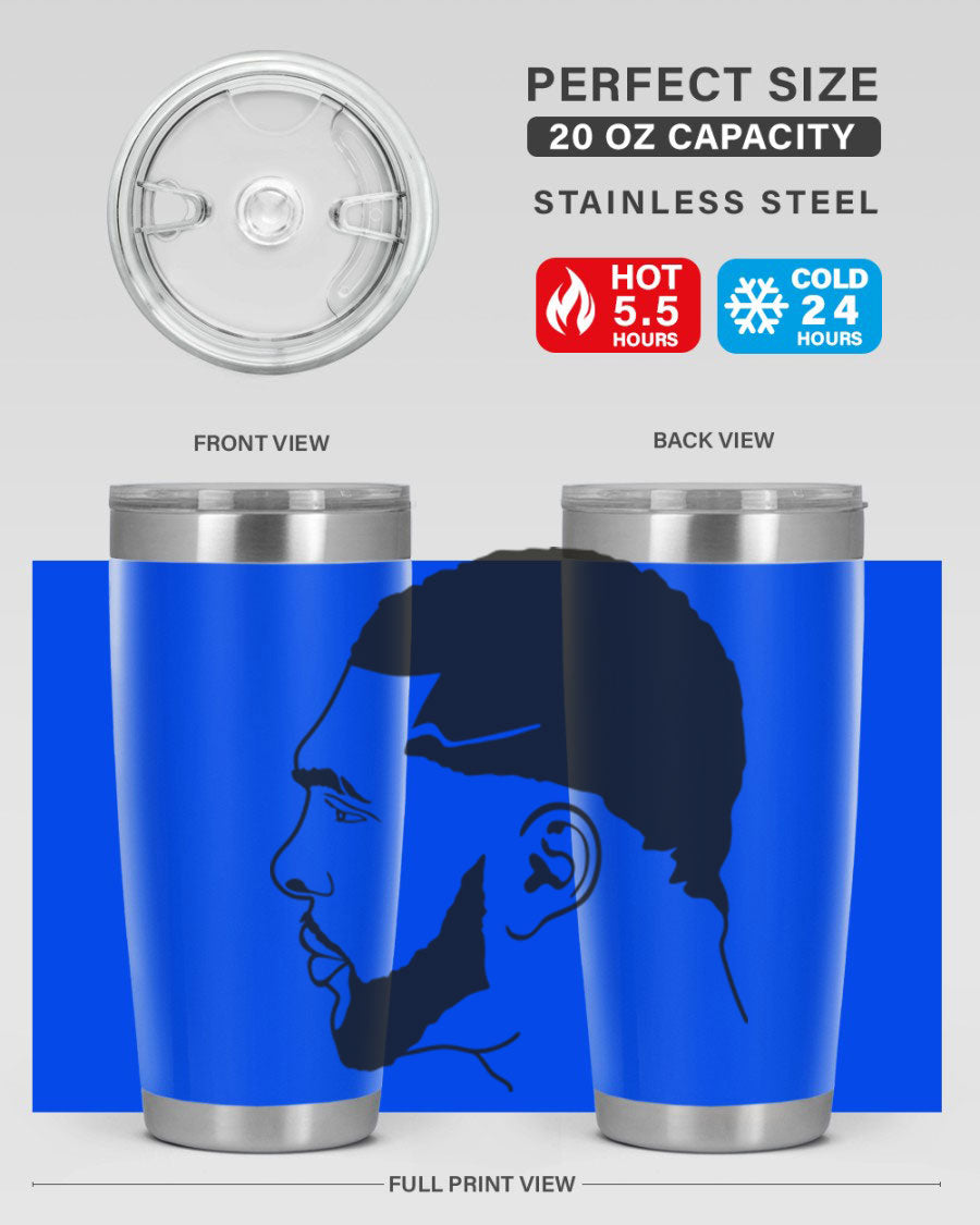 Beardman 55# black tumbler featuring double wall vacuum stainless steel design, perfect for hot and cold beverages.