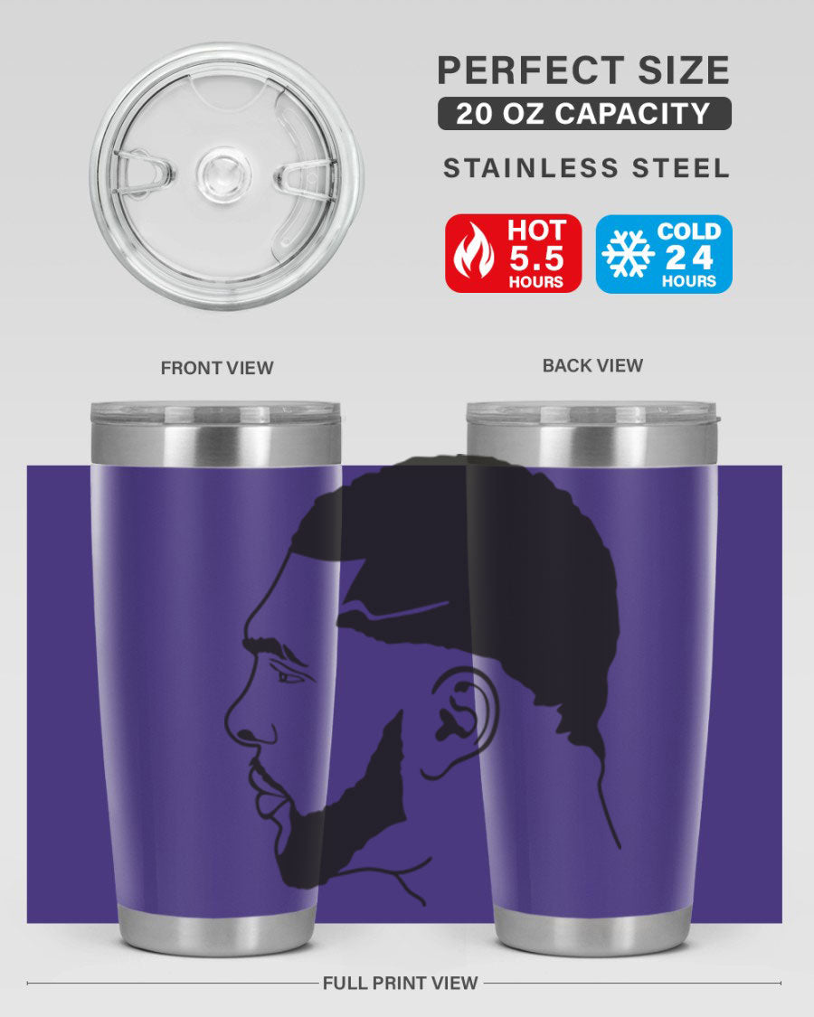Beardman 55# black tumbler featuring double wall vacuum stainless steel design, perfect for hot and cold beverages.