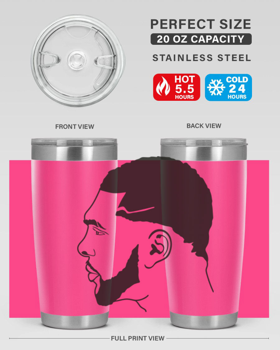 Beardman 55# black tumbler featuring double wall vacuum stainless steel design, perfect for hot and cold beverages.