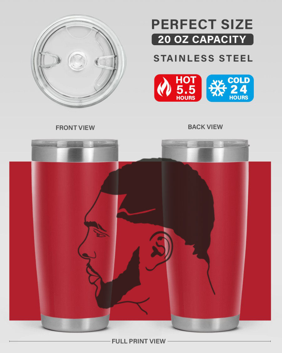 Beardman 55# black tumbler featuring double wall vacuum stainless steel design, perfect for hot and cold beverages.