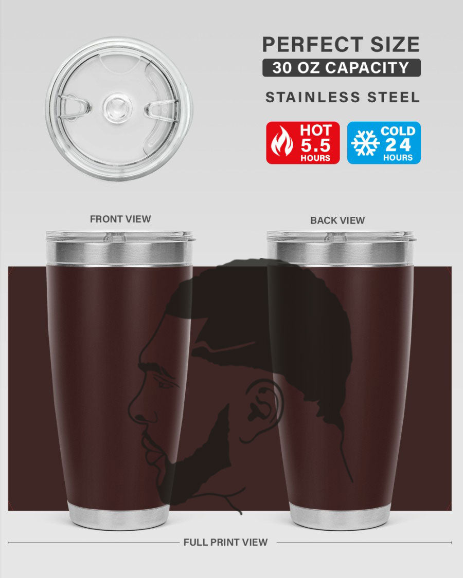 Beardman 55# black tumbler featuring double wall vacuum stainless steel design, perfect for hot and cold beverages.