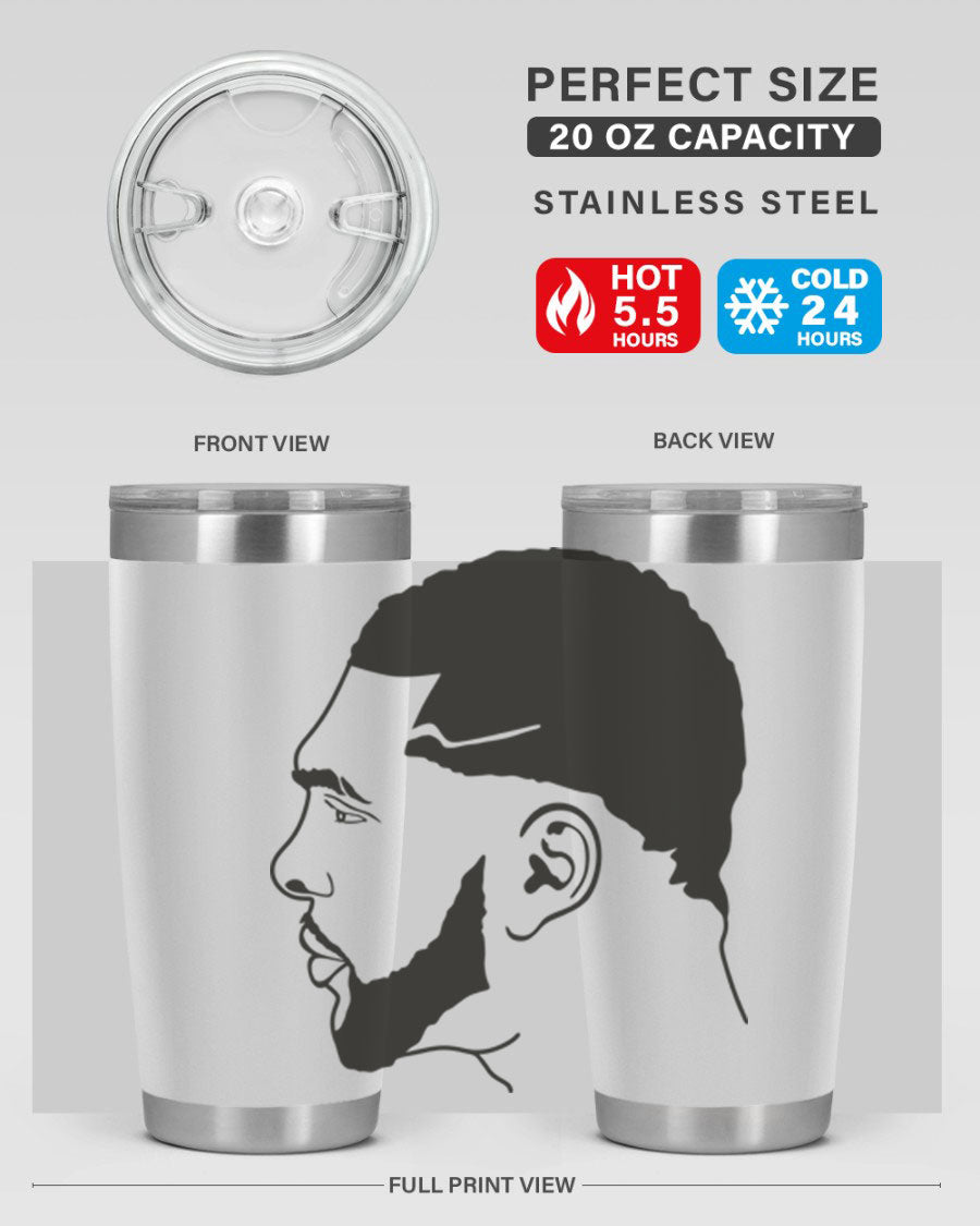 Beardman 55# black tumbler featuring double wall vacuum stainless steel design, perfect for hot and cold beverages.