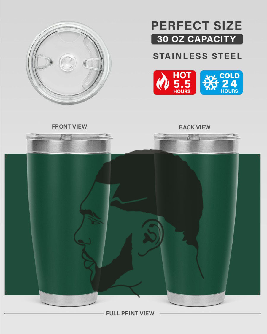 Beardman 55# black tumbler featuring double wall vacuum stainless steel design, perfect for hot and cold beverages.