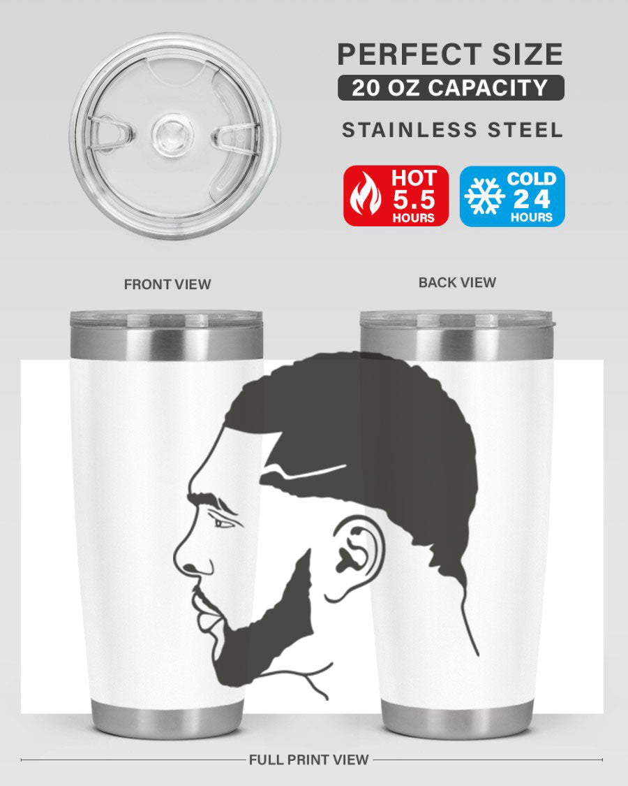 Beardman 55# black tumbler featuring double wall vacuum stainless steel design, perfect for hot and cold beverages.