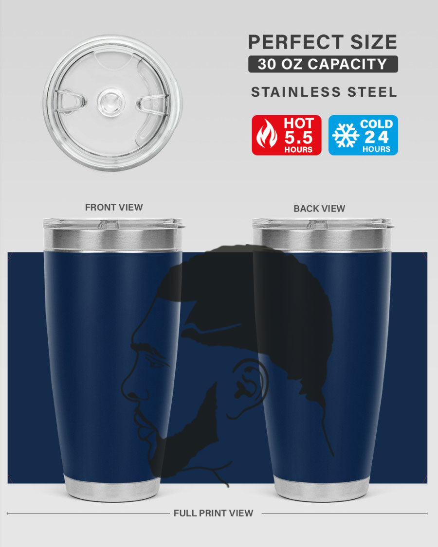 Beardman 55# black tumbler featuring double wall vacuum stainless steel design, perfect for hot and cold beverages.