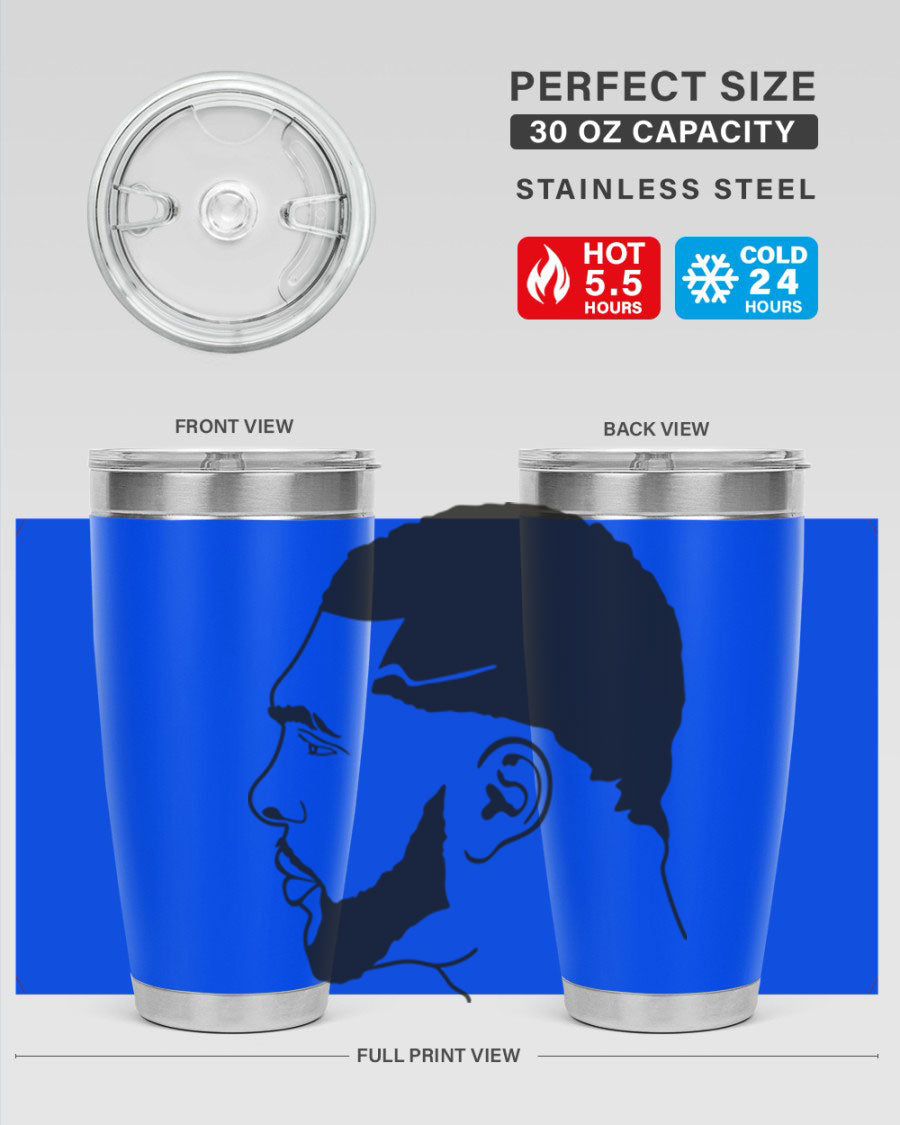 Beardman 55# black tumbler featuring double wall vacuum stainless steel design, perfect for hot and cold beverages.