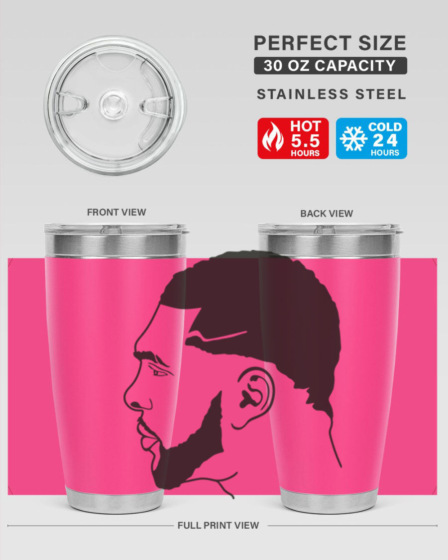 Beardman 55# black tumbler featuring double wall vacuum stainless steel design, perfect for hot and cold beverages.