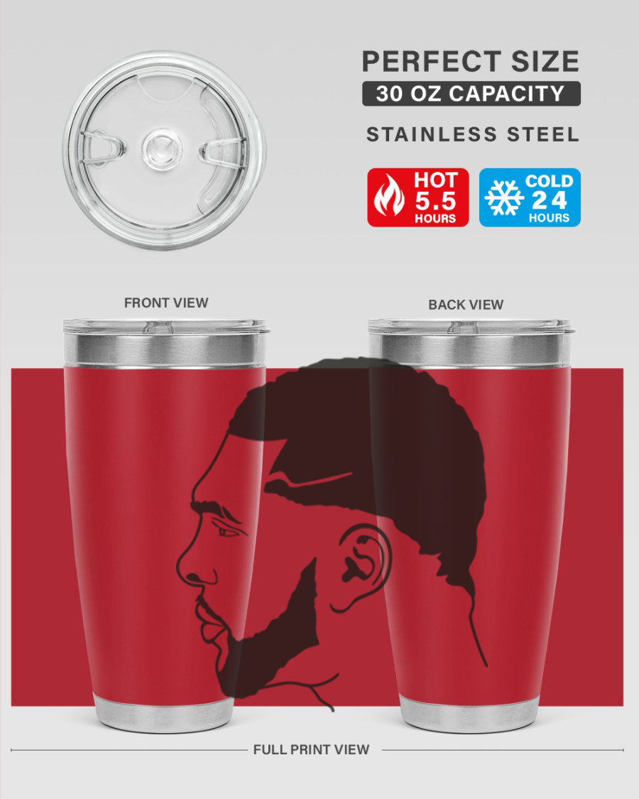 Beardman 55# black tumbler featuring double wall vacuum stainless steel design, perfect for hot and cold beverages.