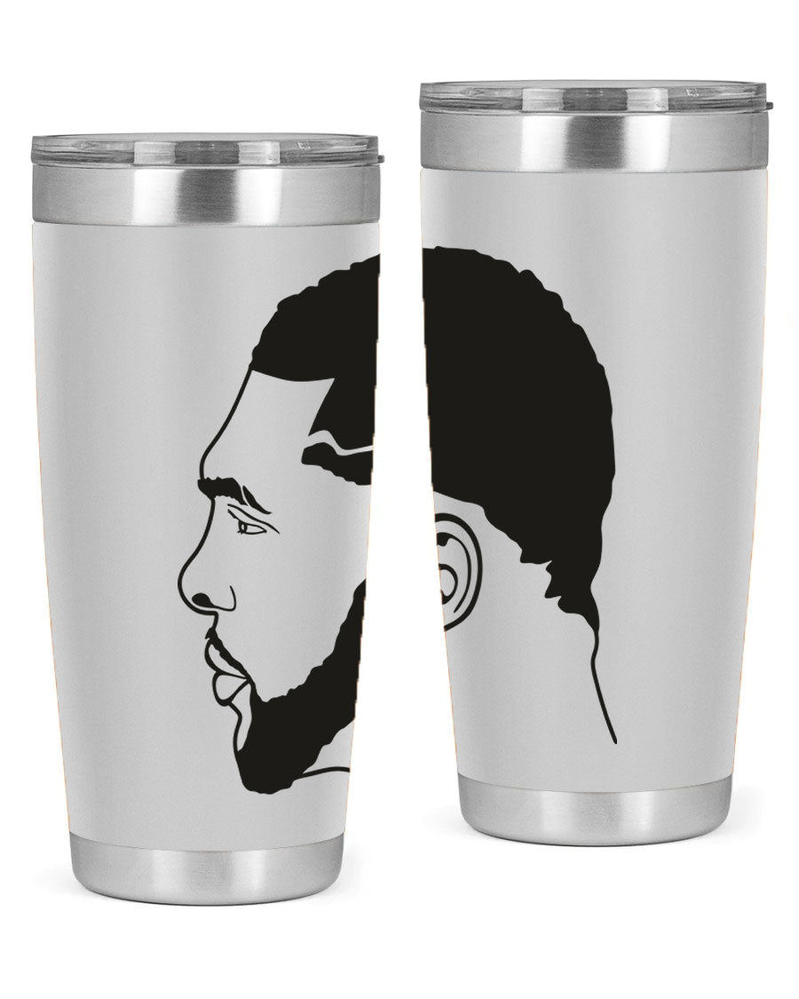 Beardman 55# black tumbler featuring double wall vacuum stainless steel design, perfect for hot and cold beverages.
