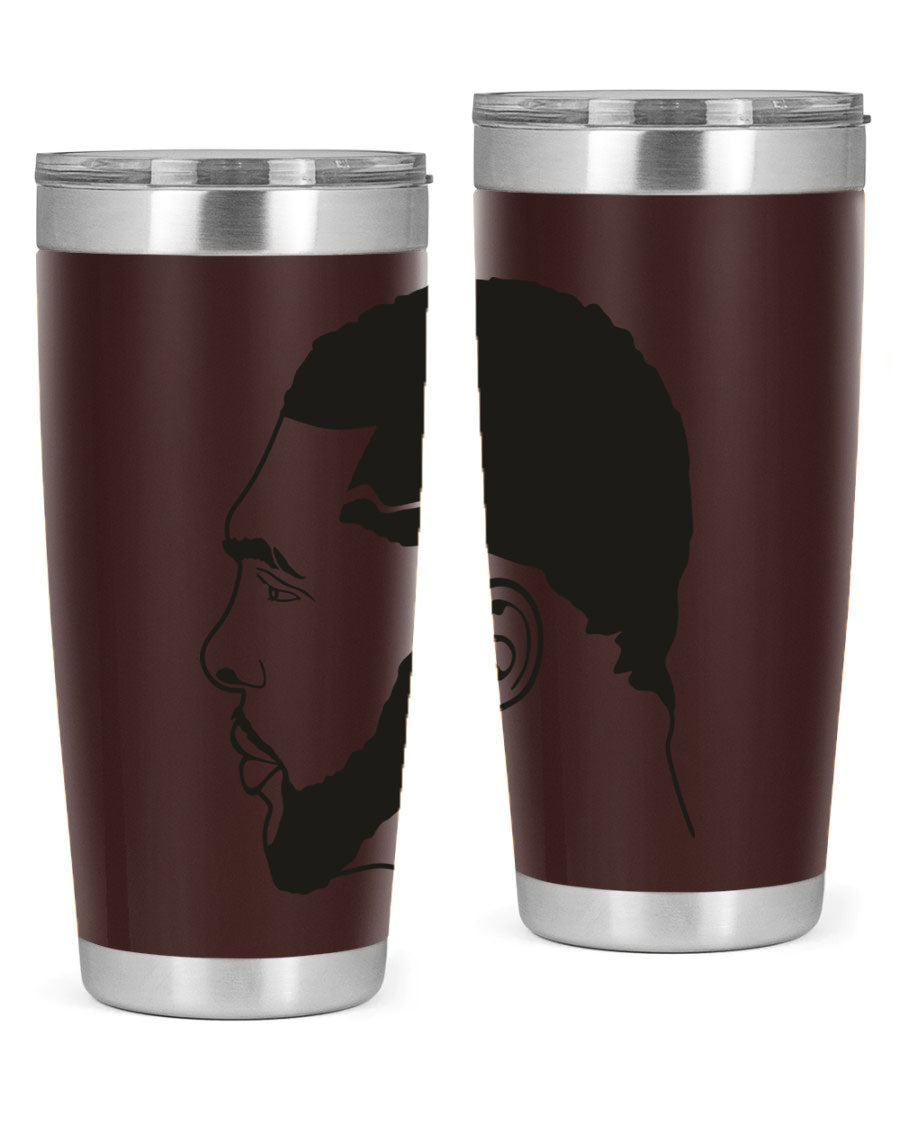 Beardman 55# black tumbler featuring double wall vacuum stainless steel design, perfect for hot and cold beverages.