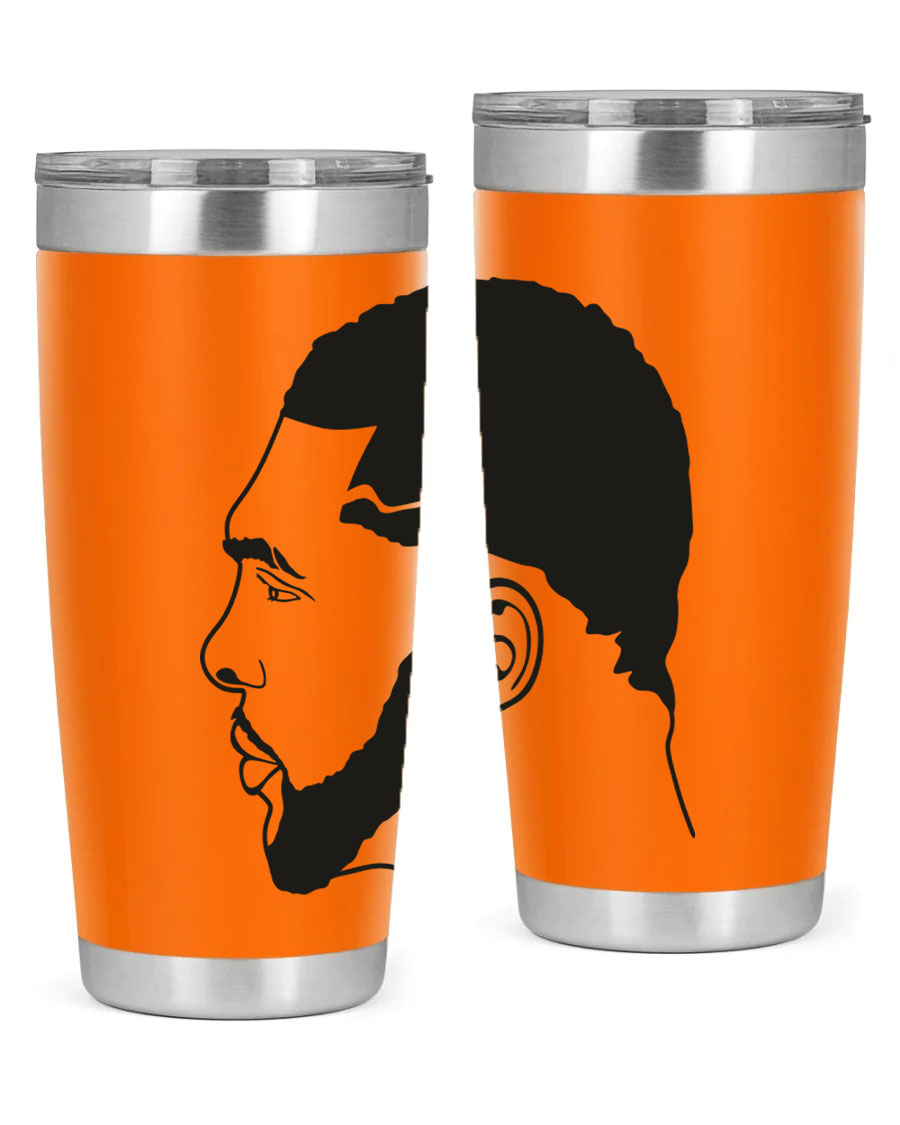 Beardman 55# black tumbler featuring double wall vacuum stainless steel design, perfect for hot and cold beverages.