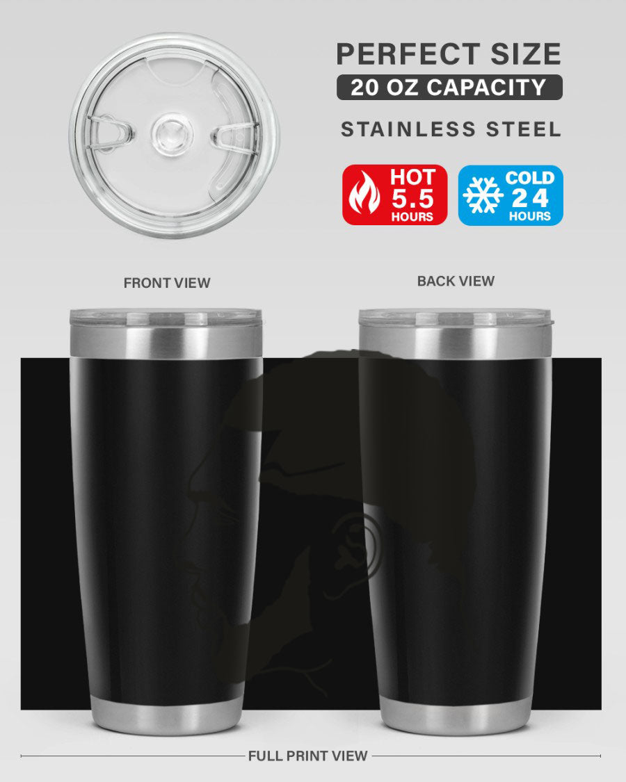 Beardman 55# black tumbler featuring double wall vacuum stainless steel design, perfect for hot and cold beverages.