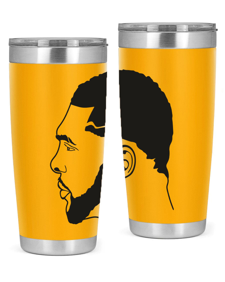 Beardman 55# black tumbler featuring double wall vacuum stainless steel design, perfect for hot and cold beverages.