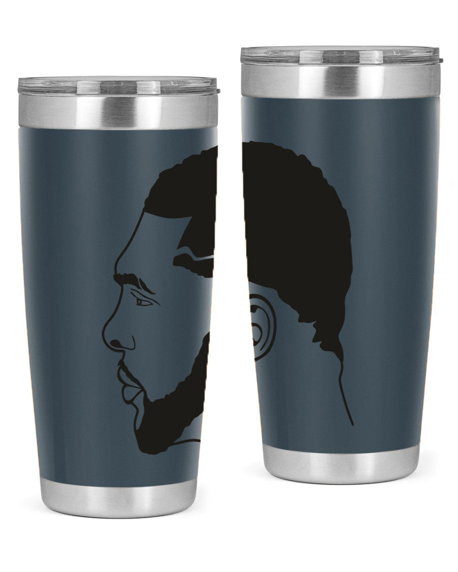 Beardman 55# black tumbler featuring double wall vacuum stainless steel design, perfect for hot and cold beverages.