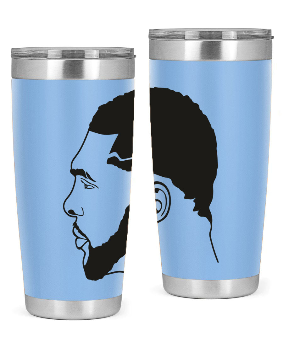 Beardman 55# black tumbler featuring double wall vacuum stainless steel design, perfect for hot and cold beverages.