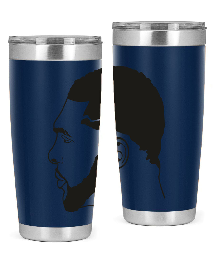 Beardman 55# black tumbler featuring double wall vacuum stainless steel design, perfect for hot and cold beverages.