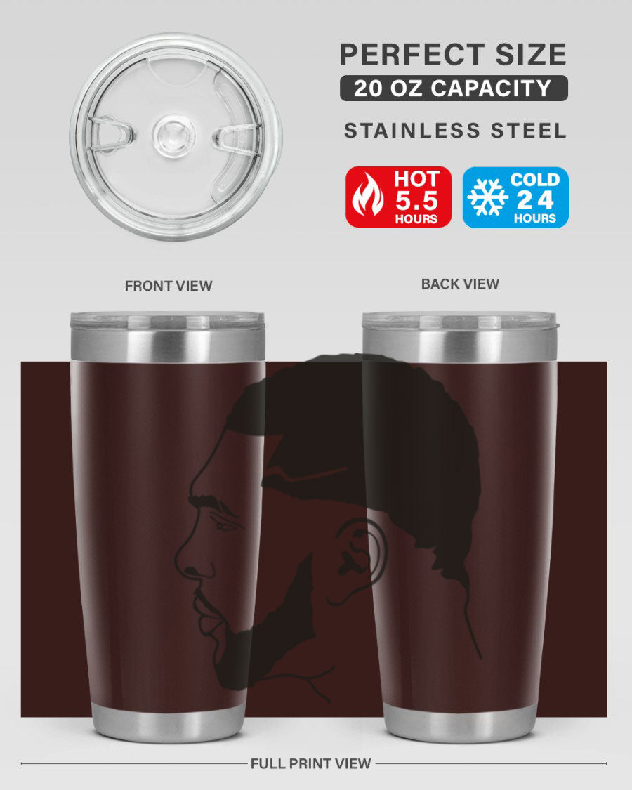 Beardman 55# black tumbler featuring double wall vacuum stainless steel design, perfect for hot and cold beverages.