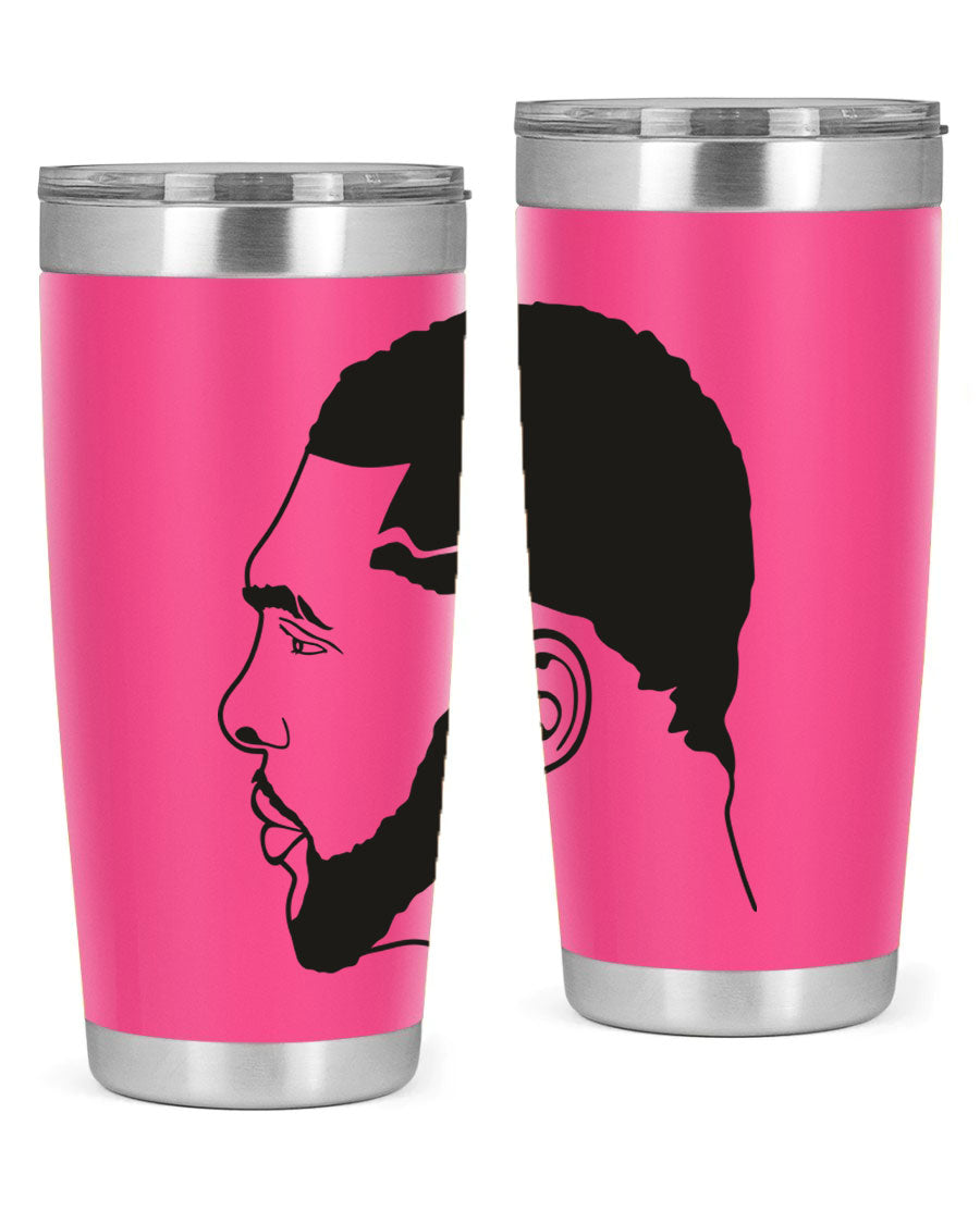 Beardman 55# black tumbler featuring double wall vacuum stainless steel design, perfect for hot and cold beverages.