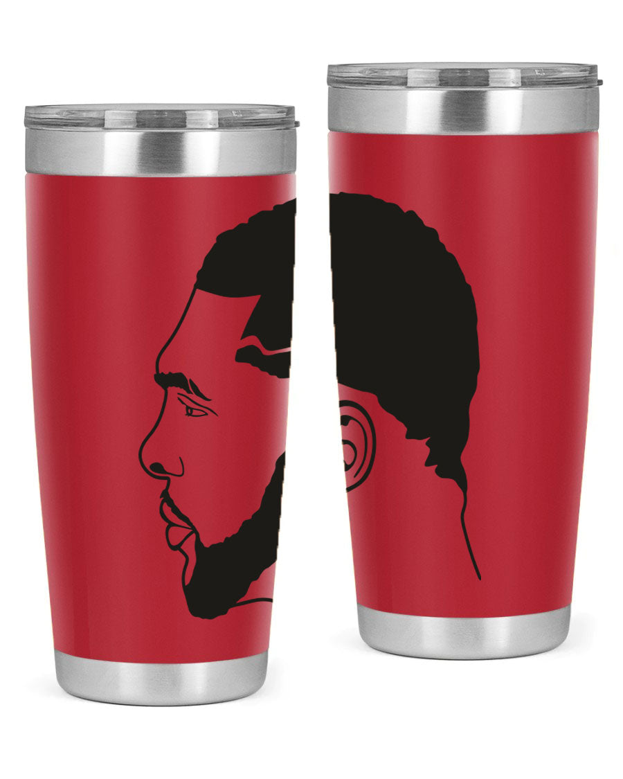 Beardman 55# black tumbler featuring double wall vacuum stainless steel design, perfect for hot and cold beverages.