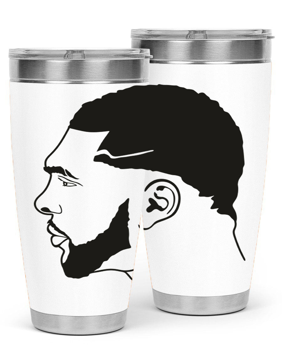 Beardman 55# black tumbler featuring double wall vacuum stainless steel design, perfect for hot and cold beverages.