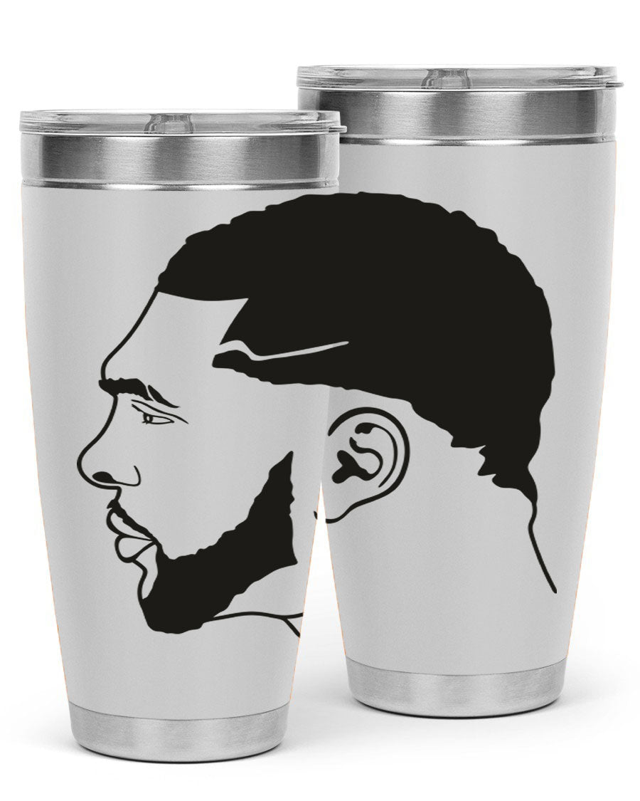 Beardman 55# black tumbler featuring double wall vacuum stainless steel design, perfect for hot and cold beverages.