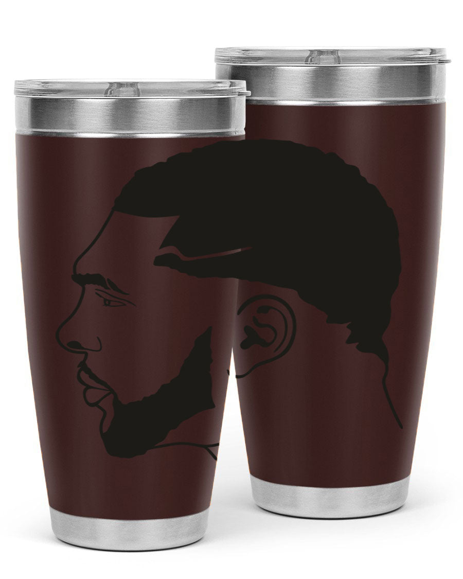 Beardman 55# black tumbler featuring double wall vacuum stainless steel design, perfect for hot and cold beverages.