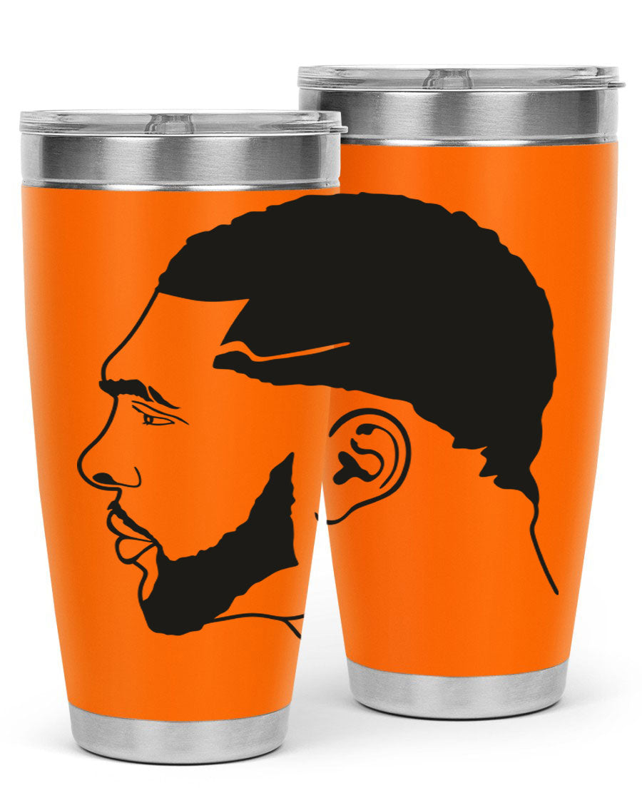 Beardman 55# black tumbler featuring double wall vacuum stainless steel design, perfect for hot and cold beverages.