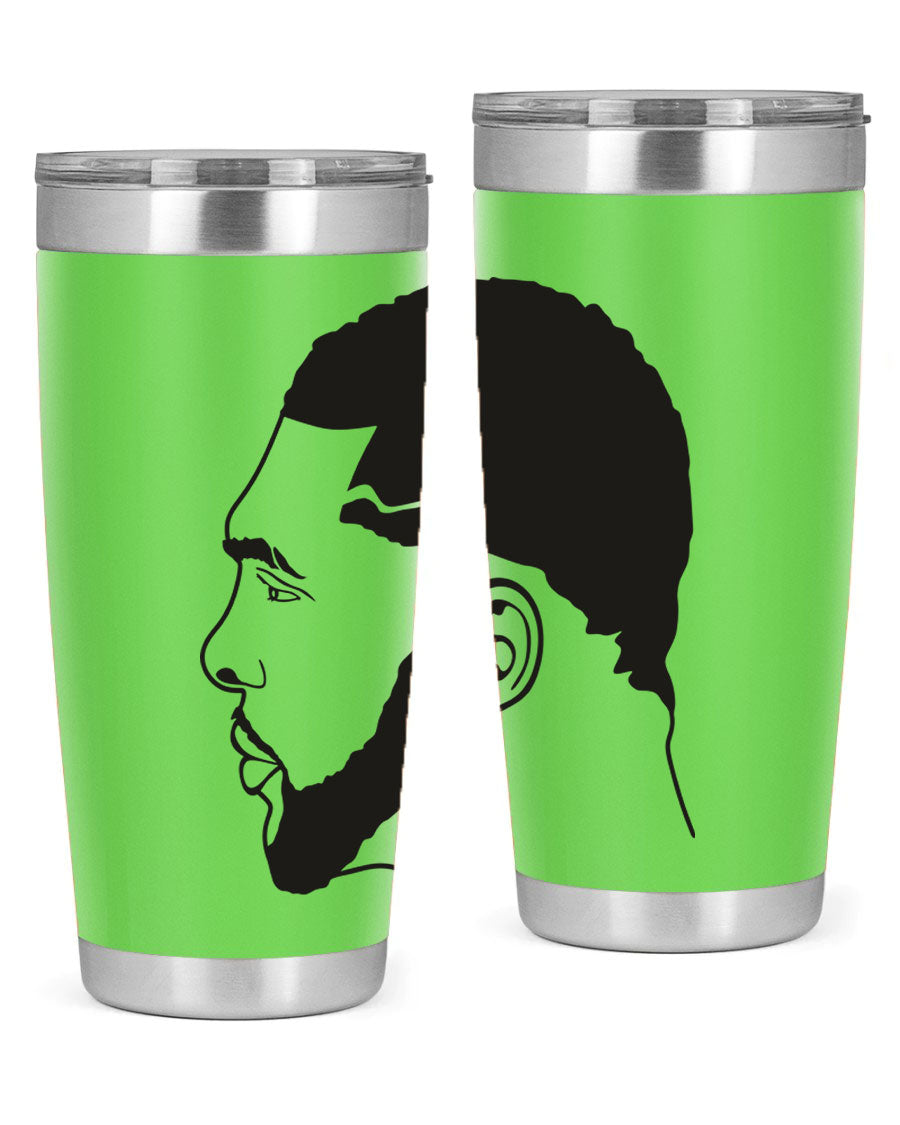 Beardman 55# black tumbler featuring double wall vacuum stainless steel design, perfect for hot and cold beverages.