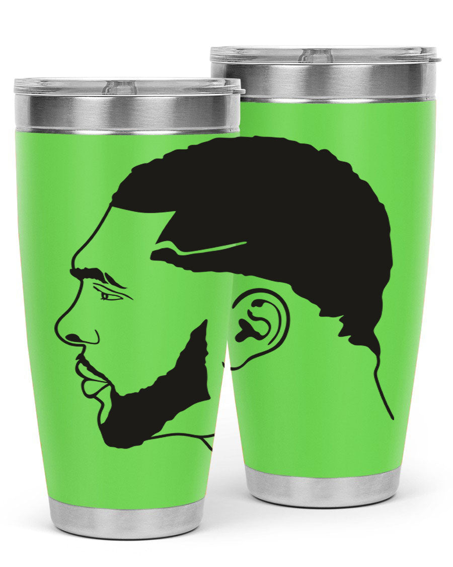 Beardman 55# black tumbler featuring double wall vacuum stainless steel design, perfect for hot and cold beverages.