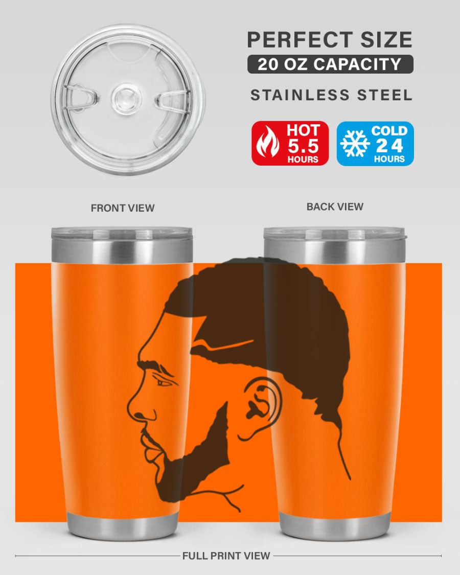 Beardman 55# black tumbler featuring double wall vacuum stainless steel design, perfect for hot and cold beverages.