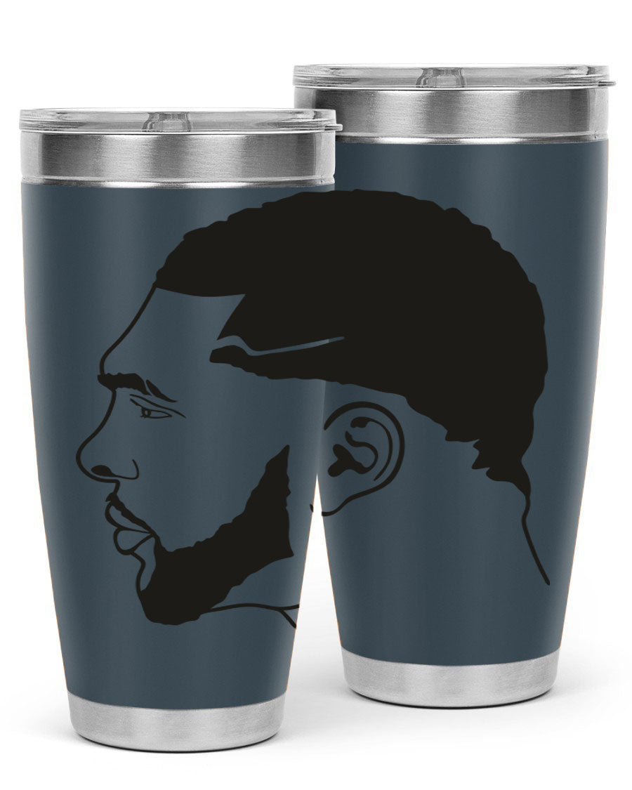 Beardman 55# black tumbler featuring double wall vacuum stainless steel design, perfect for hot and cold beverages.