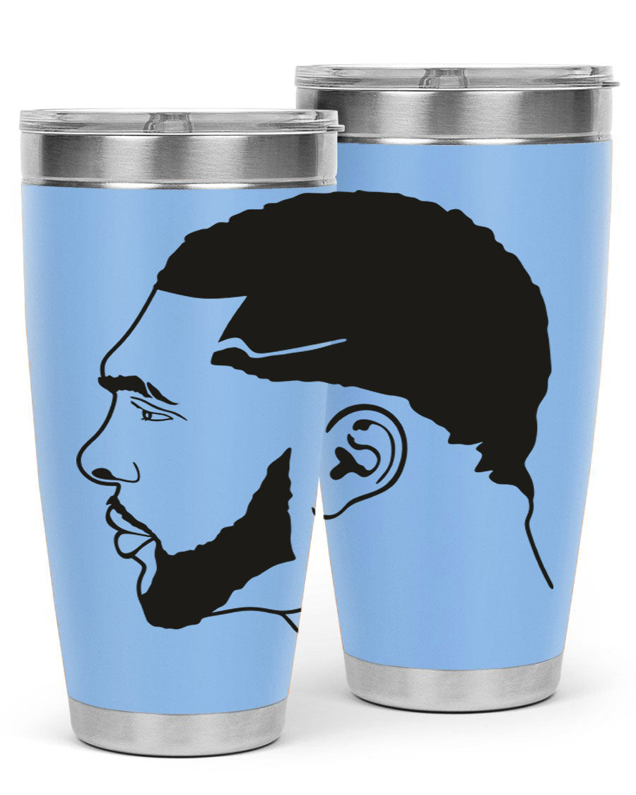 Beardman 55# black tumbler featuring double wall vacuum stainless steel design, perfect for hot and cold beverages.