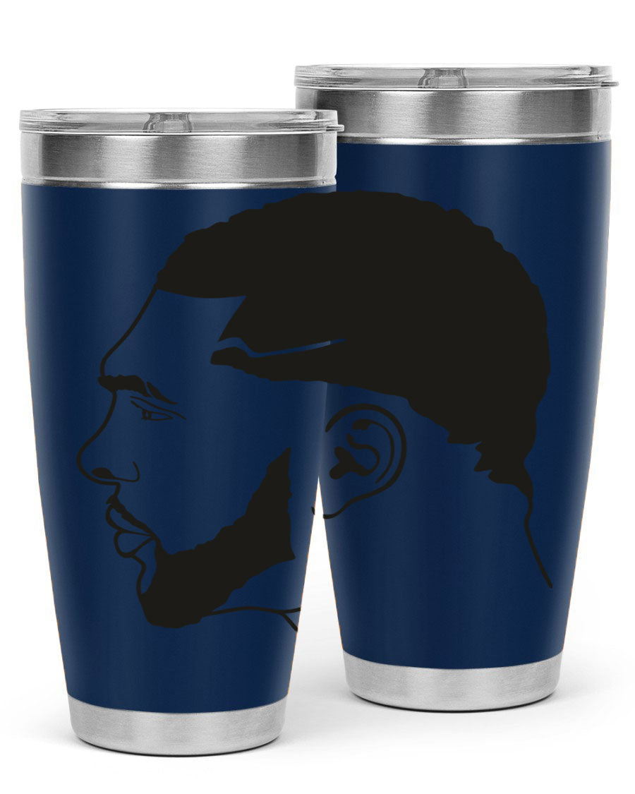 Beardman 55# black tumbler featuring double wall vacuum stainless steel design, perfect for hot and cold beverages.