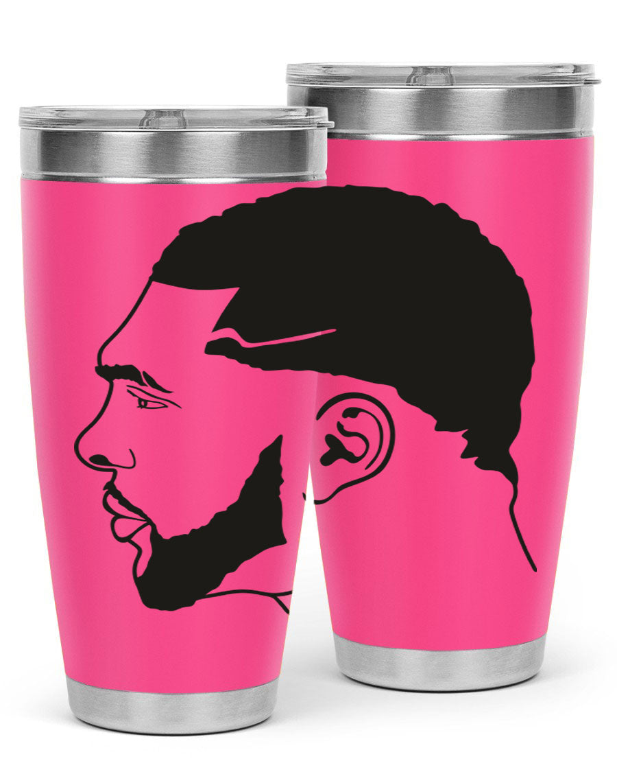 Beardman 55# black tumbler featuring double wall vacuum stainless steel design, perfect for hot and cold beverages.