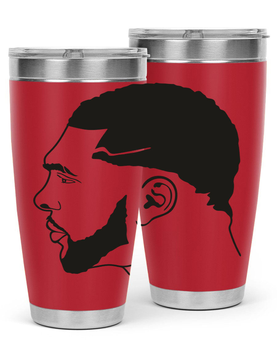 Beardman 55# black tumbler featuring double wall vacuum stainless steel design, perfect for hot and cold beverages.