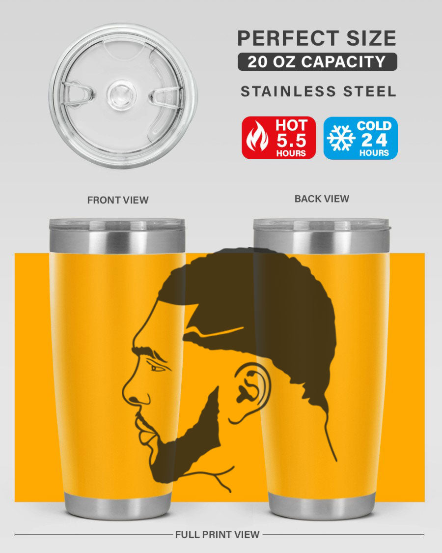 Beardman 55# black tumbler featuring double wall vacuum stainless steel design, perfect for hot and cold beverages.